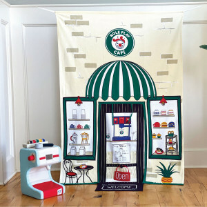 Speeltent Cafe Rollenspel - Inclusief Espressomachine Softplay - Duurzame Kinderwinkel - Rollenspel Cafe voor Binnen & Buiten - Speelhuis voor Jongens & Meisjes - Biologisch Katoen