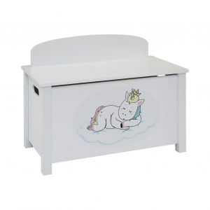 Kid’s Houten Unicorn Opbergkist – Stijlvolle Witte Speelgoedkist met Magisch Eenhoornontwerp