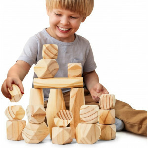 Kleine Houten Keien -Set van 11 stuks - Houten balanceerstenen -Montessori