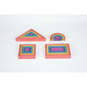 Regenboog Architect Speel- en Leer Set - 28 Houten Geometrische Vormen - Educatief en Creatief Speelgoed
