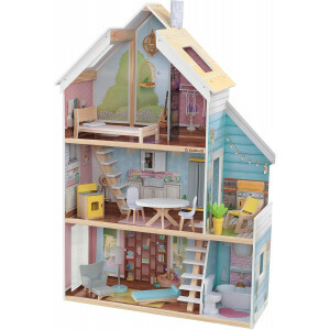 KidKraft Zoey Poppenhuis – 3 Niveaus – Met Licht, Geluid & 18 Accessoires – EZ Kraft Assembly™