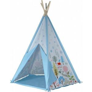 Teepee Blauw – Kinderspeeltent – 100% Katoen – Inclusief Grondzeil – Binnen & Buiten – Vanaf 3 Jaar