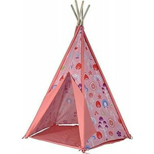Teepee Roze – Kinderspeeltent – 100% Katoen – Inclusief Grondzeil – Binnen & Buiten – Vanaf 3 Jaar