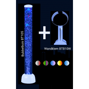 Bubbelbuis 105 cm met Wandklem Wit – Snoezellamp met Kleurwisselverlichting, Bubbels & Zwemmende Vissen – Veilig voor Sensorische Ruimtes en Klassen