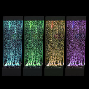 Sensorische LED Bellenwand – Vrijstaand Bubbelpaneel 123x40cm met Zwarte Basis en Afstandsbediening – Rustgevende Multisensorische Decoratie voor Snoezelkamers, Kinderdagverblijven, Thuis & Therapie