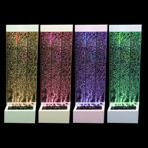Sensorische LED Bellenwand 123x40 cm – Vrijstaand Bubbelpaneel met Afstandsbediening – Kleurrijke Waterspiegel voor Snoezelruimte, Kinderopvang & Thuis – Rustgevende Decoratie met Witte Basis