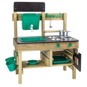 Hape Buitenkeuken - Houten Speelkeuken voor Buiten | Compleet met Kookplaat en Accessoires, Perfect voor Kinderen van 3-7 Jaar