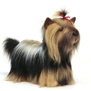 Knuffel Hond - Bruin / Beige/ Zwart Yorkshire Terrier - 44 cm - Levensecht - Pluche Knuffels - Hansa