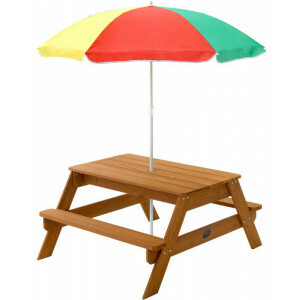 Houten picknicktafel met parasol