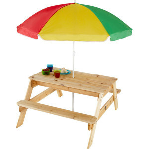 Houten picknicktafel met parasol