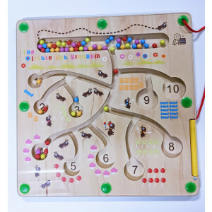 Magnetisch Labyrint Bord Mieren – Educatief Speelgoed voor Fijne Motoriek en Kleurherkenning (31 × 31 cm)