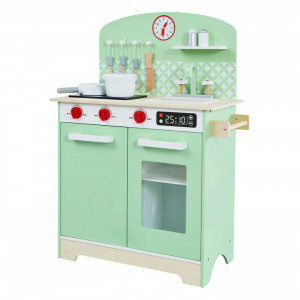 Kids Retro Speelkeuken – Charmante Vintage Houten Keuken voor Kinderen met 8 Accessoires – Educatief & Creatief Rollenspel
