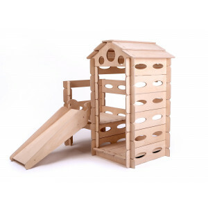 Montessori Houten Speelhuisje met Glijbaan – Creatief Binnen Speelgoed voor Kinderen