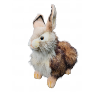 Levensechte Pluche Konijn - Wit met Geelbruin - 25 cm - Handgemaakt, Perfect voor Verzamelaar en Kinderen