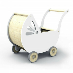 Lila Poppenwagen - Wit - Houten Kinderwagen voor Poppen