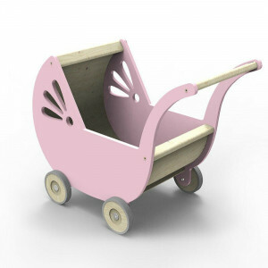 Lila Poppenwagen - Roze - Houten Kinderwagen voor Poppen