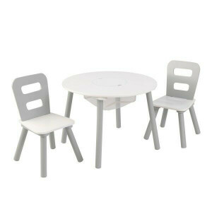 Ronde Opbergtafel met 2 Stoelen (grijs/wit) - KidKraft (26166)