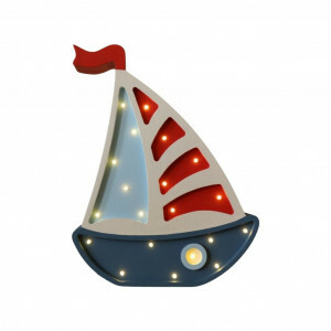 Houten Zeilboot Nachtlampje – Magische LED Sfeerverlichting met Dimmer en Timer – Ideaal voor Baby's en Peuters – Wandlamp voor Slaapkamer en Kinderkamer