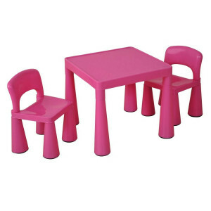 Roze kindertafel en -stoelen set