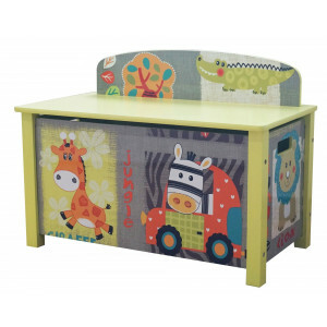 Kid Safari Grote Speelgoedkist – Kleurrijke en Veilige Opbergoplossing met Dierendetails – Duurzaam Hout – 68x37,5x47,5 cm